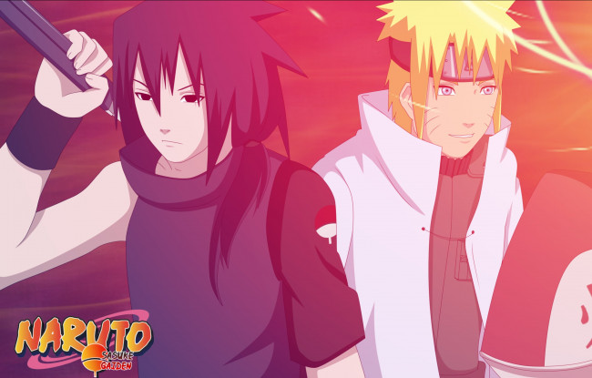 Обои картинки фото аниме, naruto, учиха, саске, узумаки, наруто, парни, оружие