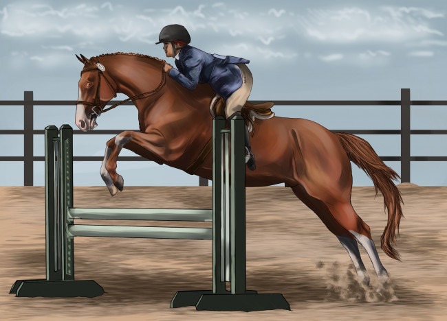 Обои картинки фото рисованное, животные,  лошади, фон, лошадь