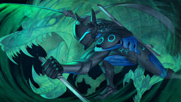 Картинка видео+игры overwatch genji cyborg ninja shimada carbon fiber