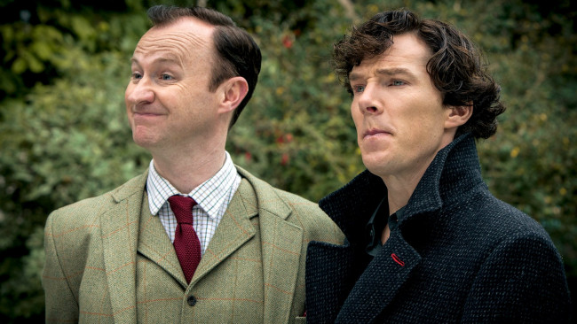 Обои картинки фото кино фильмы, sherlock , сериал, benedict, cumberbatch, mark, gatiss