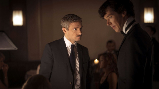 Обои картинки фото кино фильмы, sherlock , сериал, benedict, cumberbatch, martin, freeman