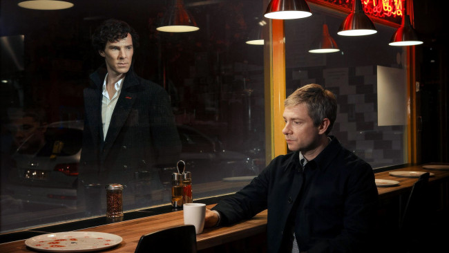 Обои картинки фото кино фильмы, sherlock , сериал, benedict, cumberbatch, martin, freeman