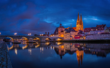Картинка regensburg+germany города -+огни+ночного+города regensburg germany