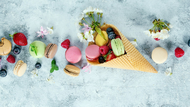 Обои картинки фото еда, макаруны, лакомство, ассорти, печенье