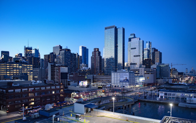 Обои картинки фото new york,  usa, города, нью-йорк , сша, городской, вид, вечер, нью-йорк, закат, современные, здания, мегаполис