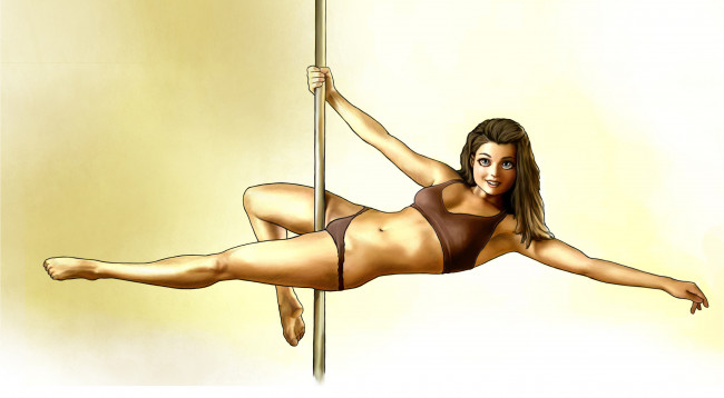 Обои картинки фото рисованное, люди, девушка, фон, взгляд, пилон