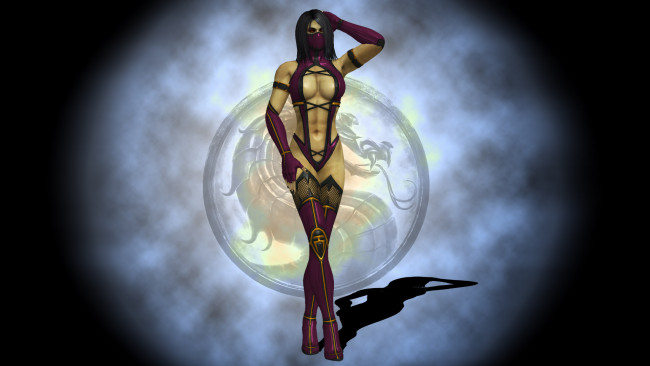 Обои картинки фото видео игры, mortal kombat, девушка, фон, униформа, маска