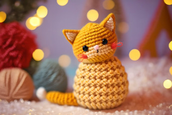 Картинка разное ремесла +поделки +рукоделие нейросети графика нейроарт ai art нейронные сети рисунки нейро искусство вязаный кот