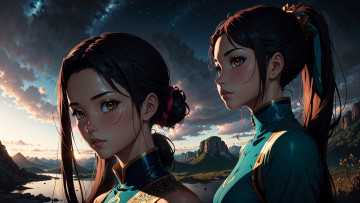 Картинка аниме unknown +другое+ нейросети графика нейроарт ai art нейронные сети рисунки нейро искусство девушка