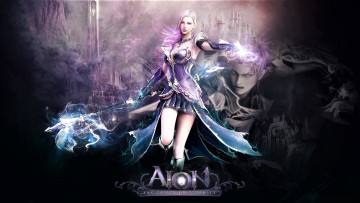 обоя видео игры, aion,  the tower of eternity, девушка, магия, посох