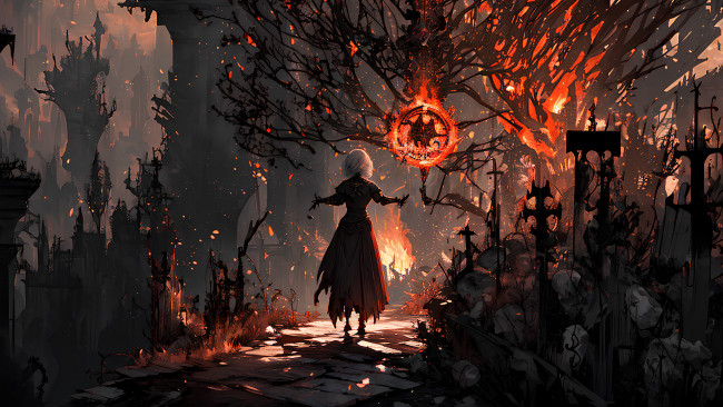 Обои картинки фото аниме, магия,  колдовство,  halloween, нейросети, графика, нейроарт, ai, art, нейронные, сети, рисунки, нейро, искусство