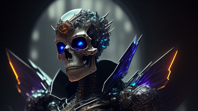 Обои картинки фото фэнтези, нежить, нейросети, графика, нейроарт, ai, art, нейронные, сети, рисунки, нейро, искусство, череп