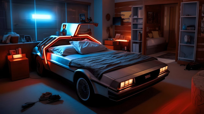 Обои картинки фото рисованное, - другое, нейросети, графика, нейроарт, ai, art, нейронные, сети, рисунки, нейро, искусство, delorian, кровать