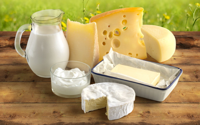 Обои картинки фото еда, масло,  молочные продукты, молоко, сметана, сыр