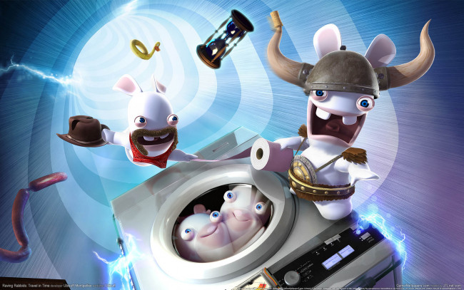 Обои картинки фото raving, rabbids, travel, in, time, видео, игры