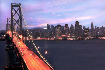 Картинка города сан франциско сша небоскребы вечер мост