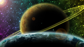 Картинка космос арт кольца планеты