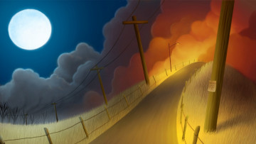 Картинка рисованные природа дорога