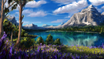 Картинка рисованные природа пейзаж