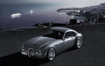Картинка wiesmann gt автомобили город море ночь серый
