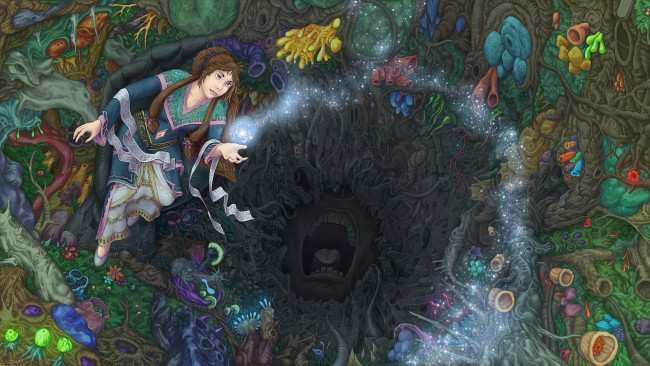 Обои картинки фото фэнтези, девушки, существо, девушка, лента