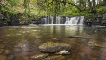 Картинка walker mill foss north york moors england природа водопады англия река камни лес