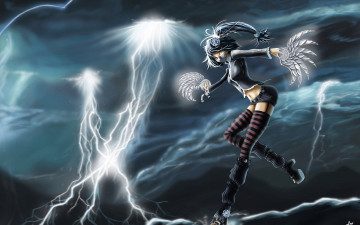 Картинка видео игры league of legends девушка молнии