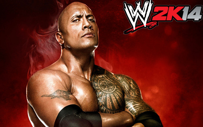 Обои картинки фото wwe, 2k14, видео, игры, скала, тату