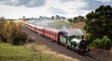 обоя техника, паровозы, вагоны, паровоз, рельсы, дорога, железная