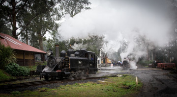 обоя техника, паровозы, вагоны, паровоз, рельсы, дорога, железная