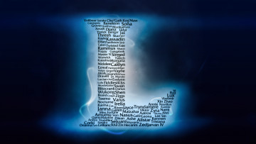 Картинка разное надписи +логотипы +знаки синий буква