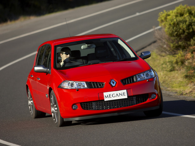 Обои картинки фото автомобили, renault, megane, rs, dci, 175, au-spec, красный