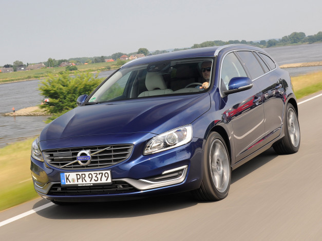 Обои картинки фото автомобили, volvo, ocean, race, v60, синий, 2014г