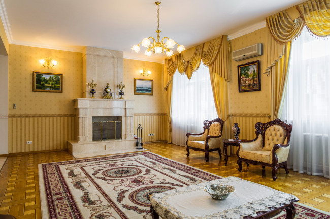 Обои картинки фото интерьер, гостиная, кресло, камин, дизайн