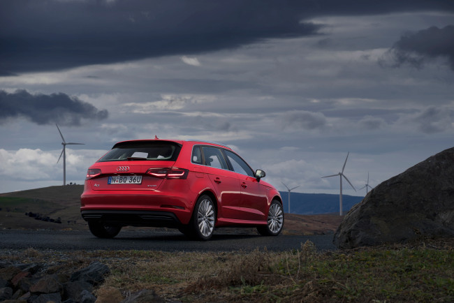 Обои картинки фото автомобили, audi, красный, 8v, au-spec, e-tron, 2015г, sportback, a3