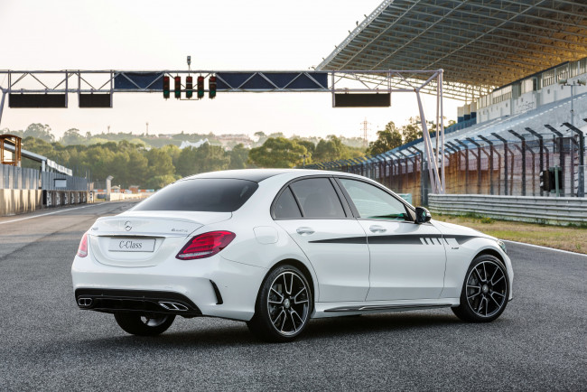 Обои картинки фото автомобили, mercedes-benz, светлый, 2015г, sport, amg, c, 450