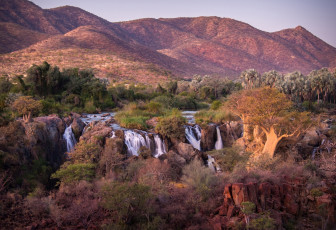 Картинка природа водопады деревья горы