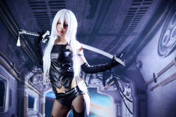 Картинка разное cosplay+ косплей девушка модель поза фигура оружие