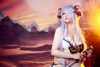 Картинка разное cosplay+ косплей девушка модель поза фигура оружие