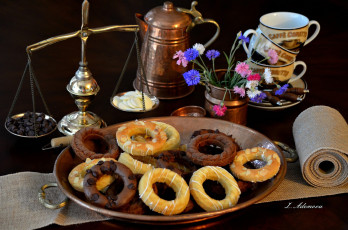 Картинка еда натюрморт васильки печенье выпечка