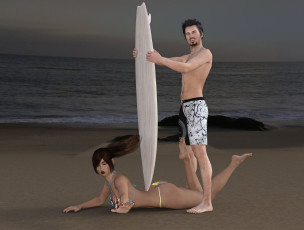 Картинка 3д+графика люди+ people девушка взгляд фон