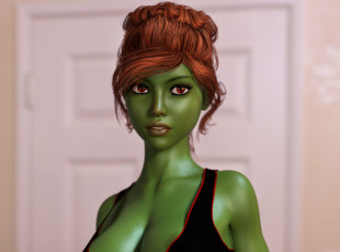 Картинка 3д+графика существа+ creatures девушка взгляд фон