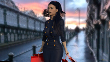 Картинка 3д+графика люди+ people девушка взгляд фон