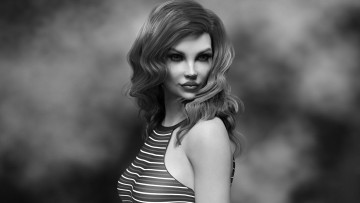 Картинка 3д+графика люди+ people девушка взгляд фон