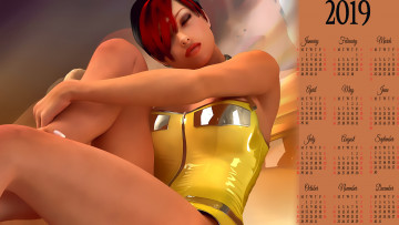 Картинка календари 3д-графика 2019 девушка женщина calendar