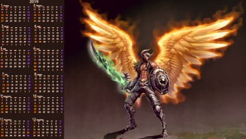 Картинка календари фэнтези воин шлем оружие крылья 2019 calendar