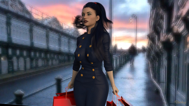 Обои картинки фото 3д графика, люди , people, девушка, взгляд, фон