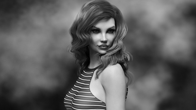 Обои картинки фото 3д графика, люди , people, девушка, взгляд, фон