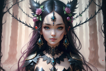 Картинка фэнтези девушки нейросети графика нейроарт ai art нейронные сети рисунки нейро искусство