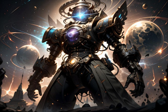 Картинка фэнтези роботы +киборги +механизмы нейросети графика нейроарт ai art нейронные сети рисунки нейро искусство